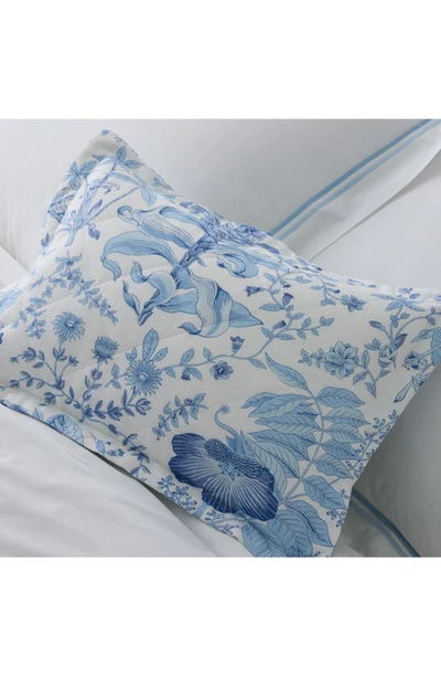 Shop Matouk Pomegranate Linen Quilt In Porcelain Blue