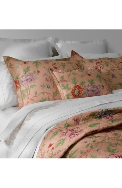 Shop Matouk Simone Floral Linen Pillow Sham In Apricot