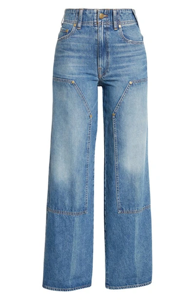 Shop Ulla Johnson The Olympia Wide Leg Carpenter Jeans In Danube Medium Indigo Wash