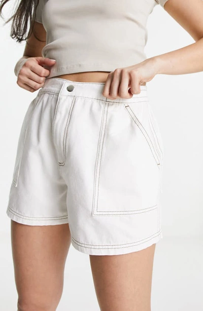 Shop Asos Design Slim Fit Cargo Shorts In Stone