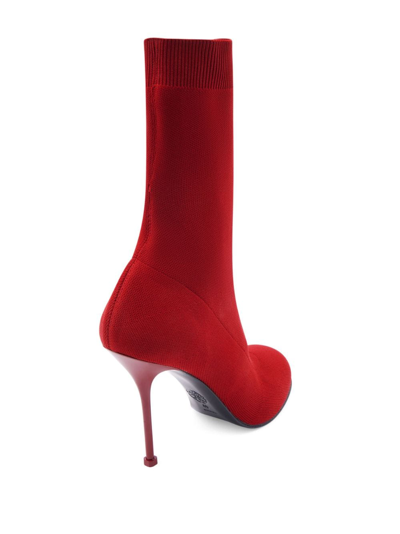 Shop Alexander Mcqueen Knit 90mm Boots In Red