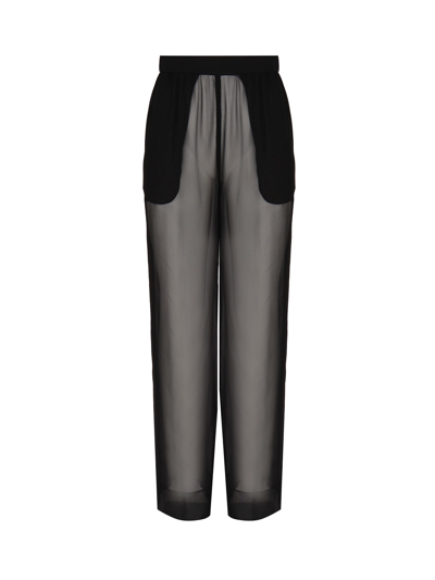 Shop Saint Laurent Wide Trousers In Crepe Muslin In Black