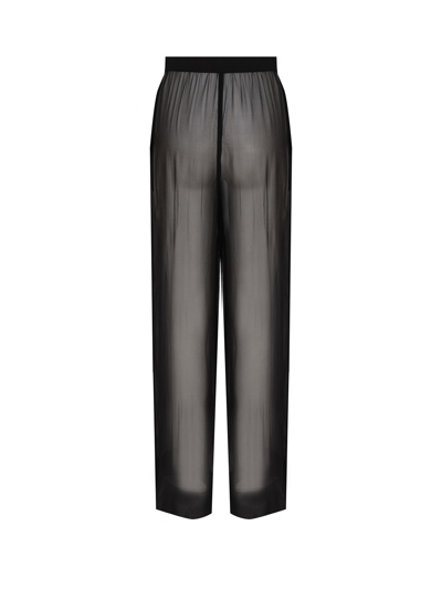 Shop Saint Laurent Wide Trousers In Crepe Muslin In Black