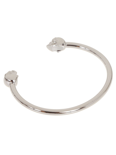 Shop Alexander Mcqueen Thin Skull Bracelet In New Palladio Antiall