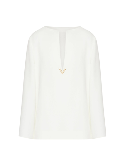 Shop Valentino Top Solid Cady Couture In Ivory