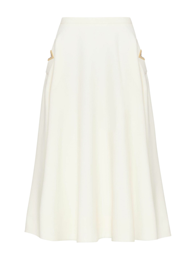 Shop Valentino Skirt Solid Crepe Couture In Ivory