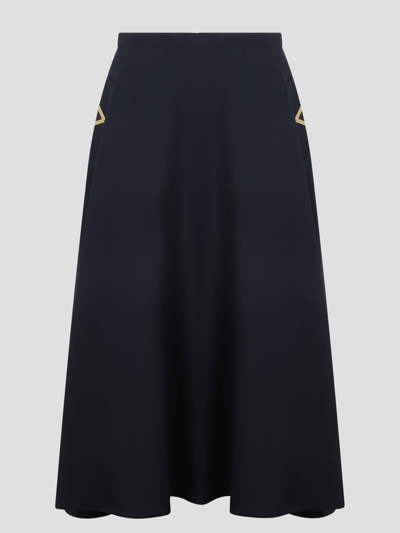 Shop Valentino Crepe Couture Midi Skirt In Blue