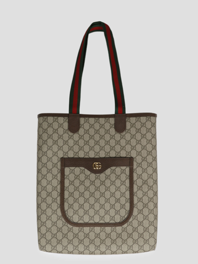 Shop Gucci Small Ophidia Gg Shopping Bag In Brown