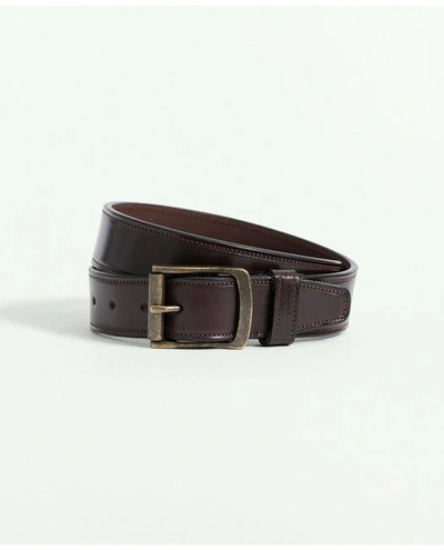 Shop Brooks Brothers Leather Belt With Brass Buckle | Brown | Size 42