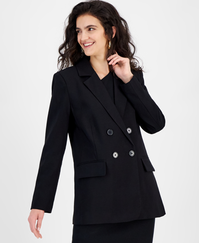 Shop Bar Iii Women's Double-breasted Blazer, Created For Macy's In Deep Black