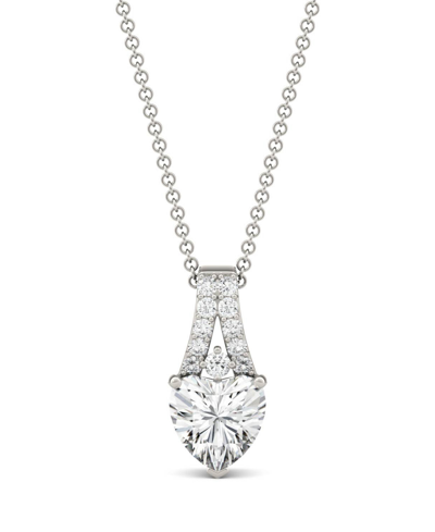 Shop Charles & Colvard Moissanite Heart Solitaire Pendant 1-1/3 Ct. T.w. Diamond Equivalent In 14k White Gold
