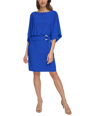 Shop Jessica Howard Petite Dolman-sleeve Belted Blouson Dress In Royal