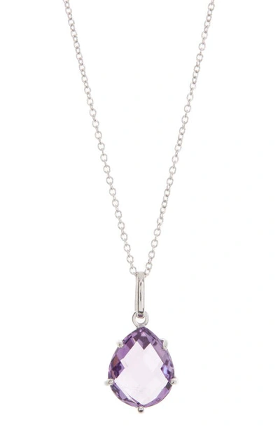 Shop Anzie Classic Sterling Silver Stone Pendant Necklace In Sterling Silver/ Amethyst