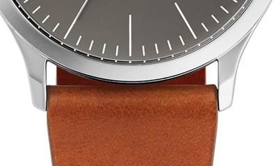 Shop Skagen Jorn Leather Strap Watch, 41mm In Silver