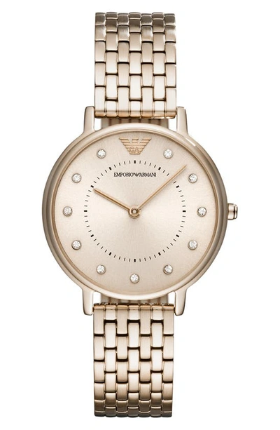 Shop Emporio Armani Swiss Made Two-hand Crystal Embellished Bracelet Watch, 32mm