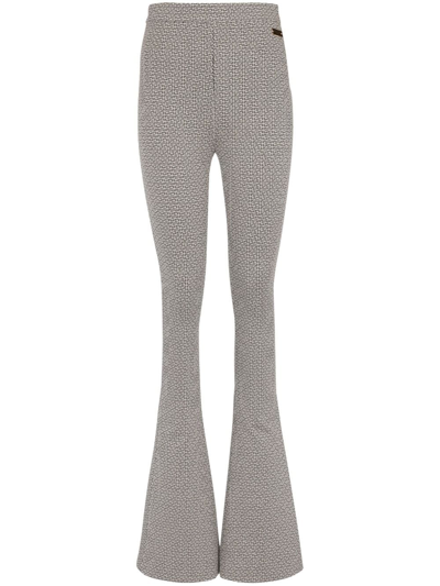 Balmain Monogram Jacquard Flared Trousers In Gfe
