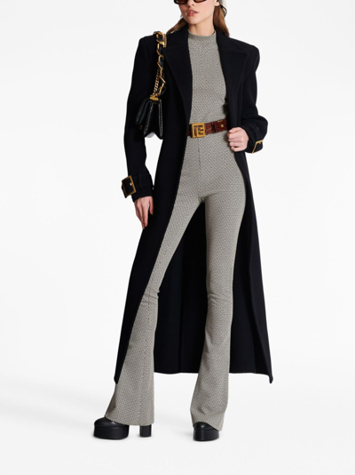 Shop Balmain Monogram Jacquard Flared Trousers In Gfe