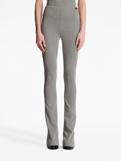 Shop Balmain Monogram Jacquard Flared Trousers In Gfe