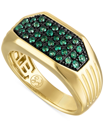 Shop Esquire Men's Jewelry Lab-created Emerald Cluster Ring (5/8 Ct. T.w.) In 18k Gold-plated Sterling Silver (also In Lab-crea