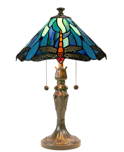 Shop Dale Tiffany Huxley Dragonfly Table Lamp In Teal