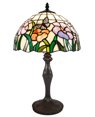 Shop Dale Tiffany Pazio Floral Butterfly Table Lamp In Multi