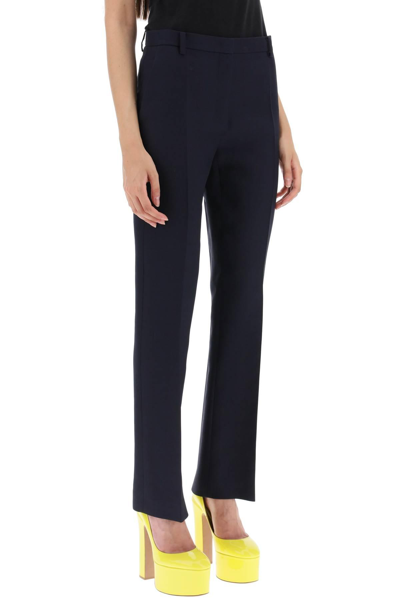 Shop Valentino Slim Pants In Crepe Couture In Blue