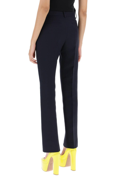 Shop Valentino Slim Pants In Crepe Couture In Blue