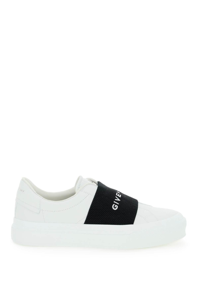 Shop Givenchy City Sport Leather Sneakers In White,black
