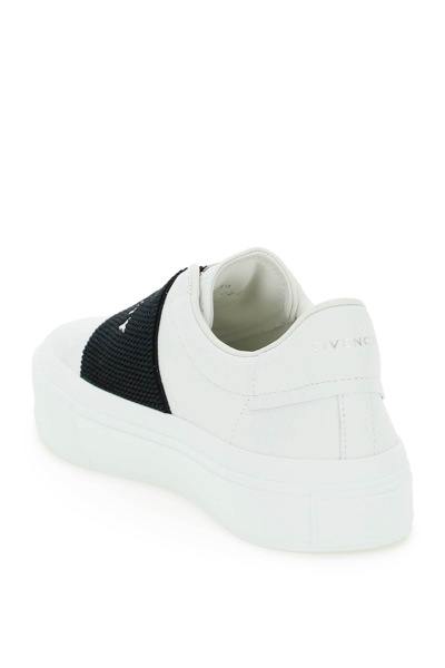 Shop Givenchy City Sport Leather Sneakers In White,black