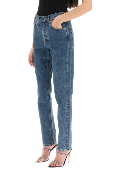 Shop Wardrobe.nyc Slim Jeans With Acid Wash In Blue