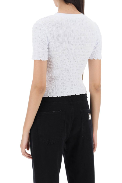 Msgm Logo-embroidered Cotton T-shirt In White