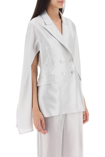 Shop Max Mara Deconstructed Double-breasted Jacket In Silver