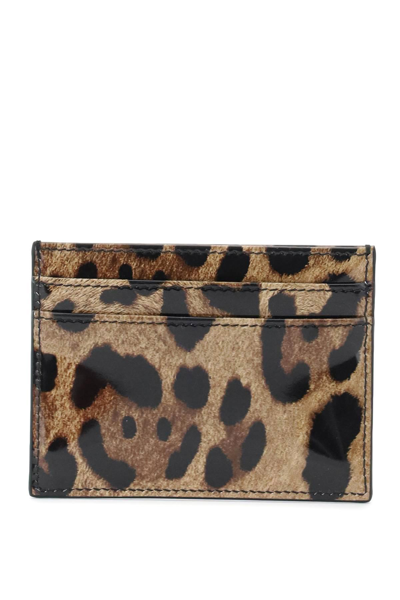 Shop Dolce & Gabbana Leopard Print Leather Cardholder In Beige,black