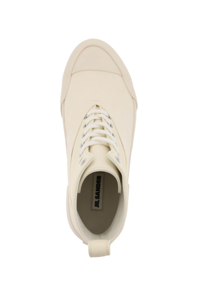 Shop Jil Sander High-top Leather Sneakers In White