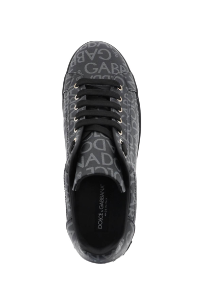 Shop Dolce & Gabbana Portofino Jacquard Sneakers In Black,grey