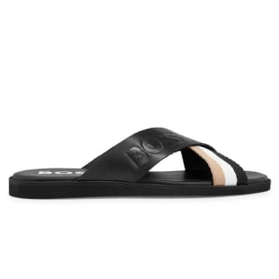 Shop Hugo Boss Darrel Slid Wvmx Sliders In Black