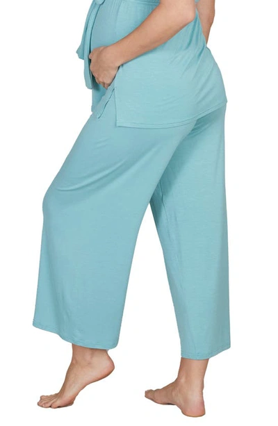 Shop Cache Coeur Origin Wide Leg Maternity Pants In Ocean