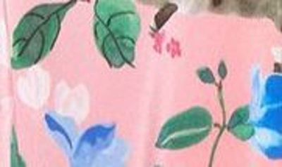 Shop Saloni Lea Print Silk Maxi Dress In 1650-pink Magnolia Plmt