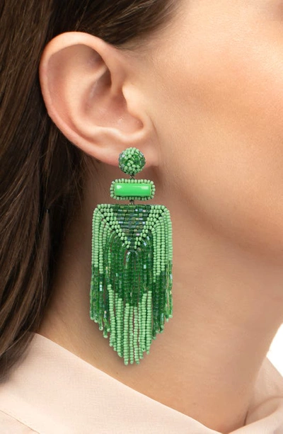 Shop Deepa Gurnani Jody Beaded Tassel Earrings In Green