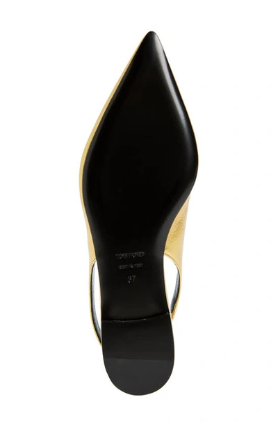 Shop Tom Ford Tf Logo Pointed Toe Slingback Flat In Gold