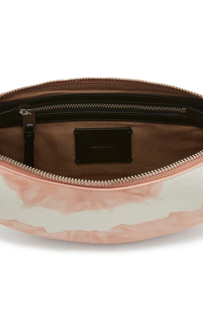 Shop Allsaints Half Moon Leather Crossbody Bag In Soft Pink