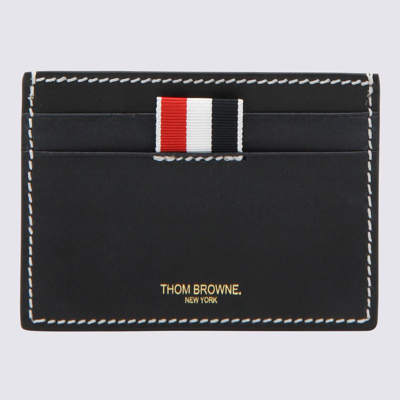 Shop Thom Browne Navy Leather Card Holder In Blue