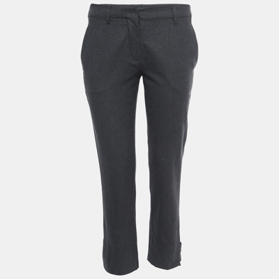 Pre-owned Miu Miu Grey Wool Regular Fit Cropped Pants S