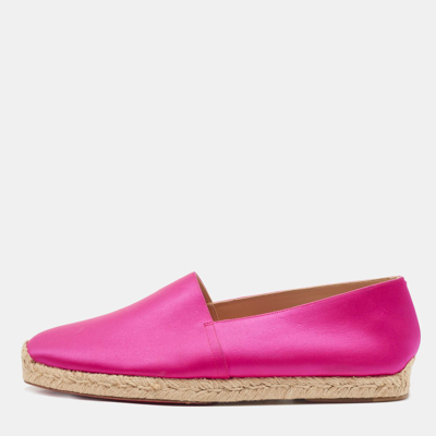 Pre-owned Christian Louboutin Pink Satin Slip On Espadrille Flats Size 43