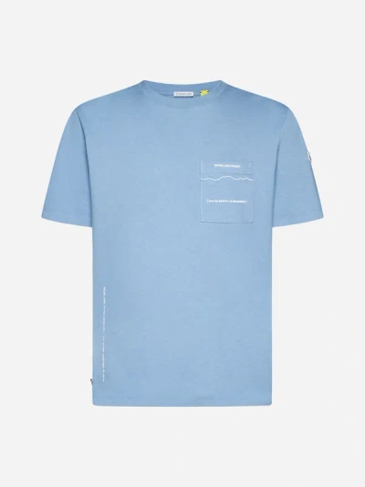 Shop Moncler Frgmt Hiroshi Fujiwara Logo T-shirt In Light Blue