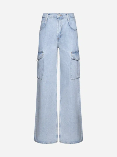 Shop Agolde Minka Cargo Jeans In Light Marble Indigo