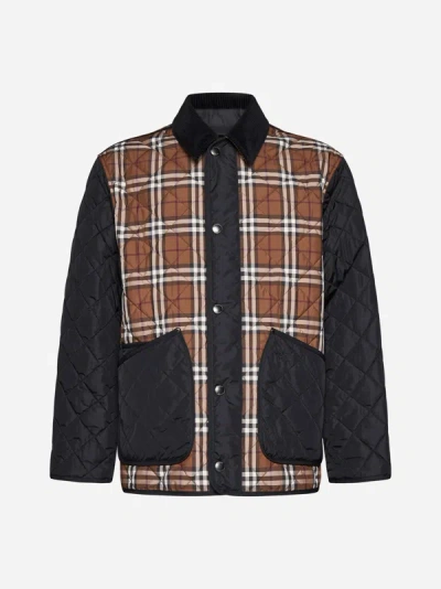 Shop Burberry Weavervale Check Nylon Jacket In Brown,black