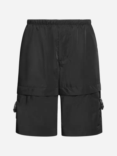 Shop Givenchy 4g Buckle Nylon Cargo Shorts In Black