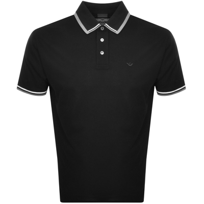 Shop Armani Collezioni Emporio Armani Short Sleeved Polo T Shirt Black