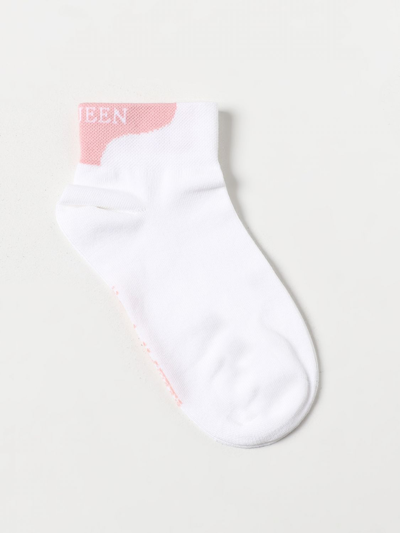 Shop Alexander Mcqueen Cotton Socks In Rose Gold